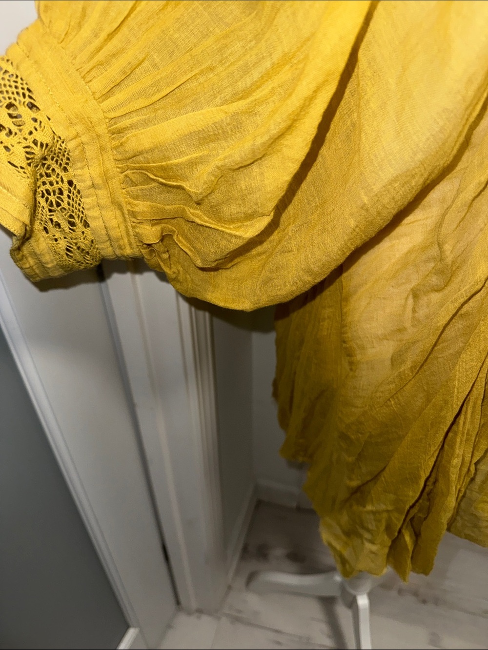 Free People Mustard Yellow Boho Pintuck Tunic - Picture 3 of 12